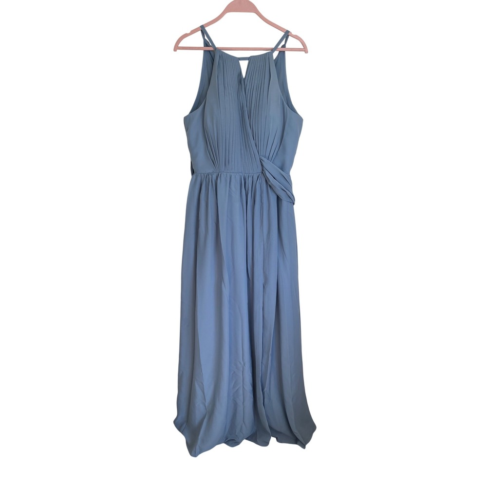 New Lavetir Maxi Formal Gown Dress Sz S Pleated Halter Chiffon Bridesmaid Bra
